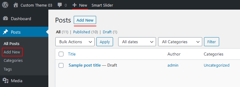 Creating apost in wordpress - adding new post